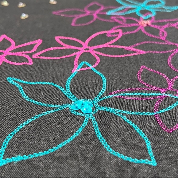Linen Blend Skirt Tassel Fringe Column Floral Boho Requirements Black Small S - Picture 11 of 12